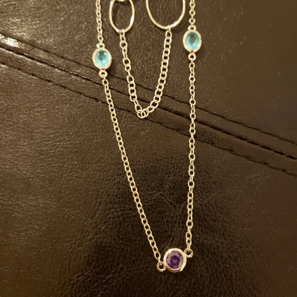 NWOT 10 grams 925 sterling silver necklace gemstones - Picture 2 of 9